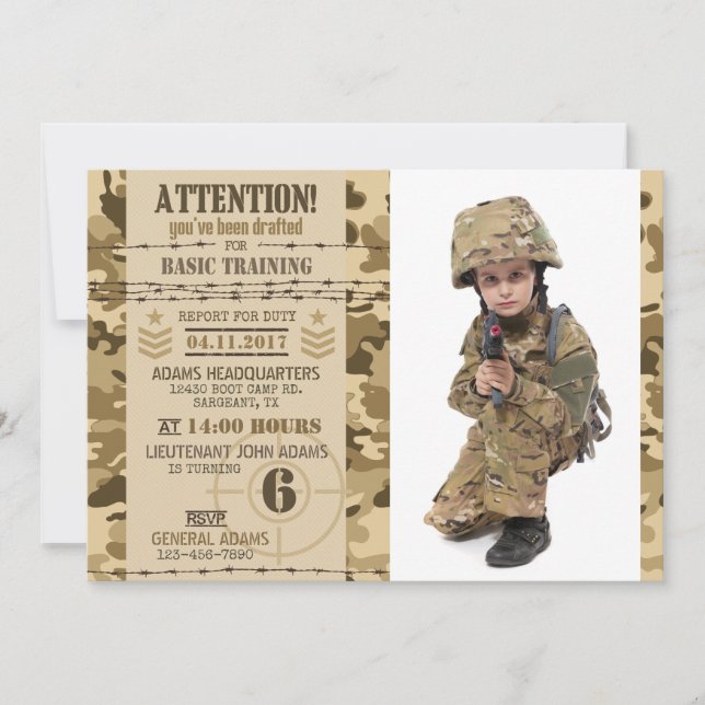 Army Arid Camouflage Military Birthday Invitation (Front)