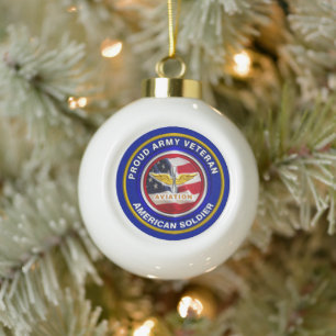 Army Aviation Veteran Christmas Ceramic Ball Christmas Ornament