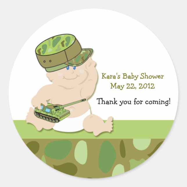 ARMY BABY MILITARY Baby Shower Favour Sticker (Front)