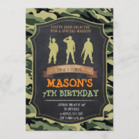 Army birthday party invitation