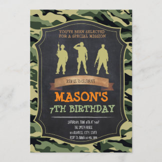 Army birthday party invitation