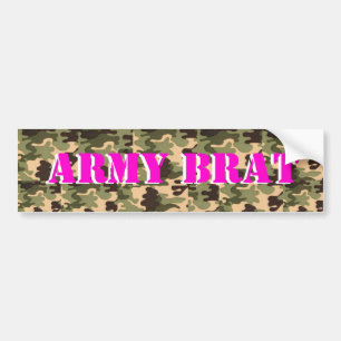 ARMY BRAT ON CAMO PRINT BUMPER STICKER
