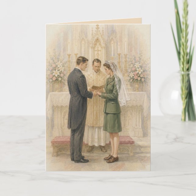 Army Bride Catholic Wedding Invitation (Front)
