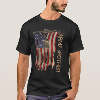 Army Brother Military Veterans Retro US Flag Camo  T-Shirt