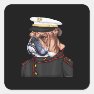 Army Bulldog Military Armed Dog Dad Mum Gift Square Sticker