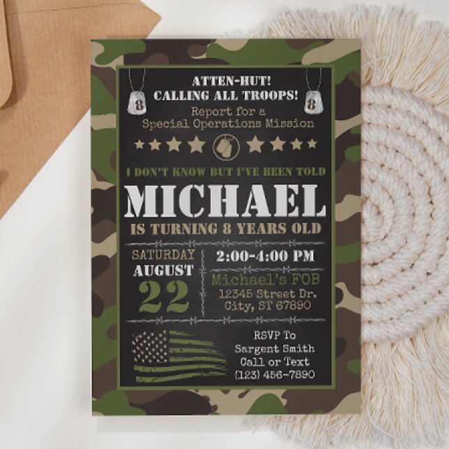 Army Camo Birthday Invitation (Creator Uploaded)