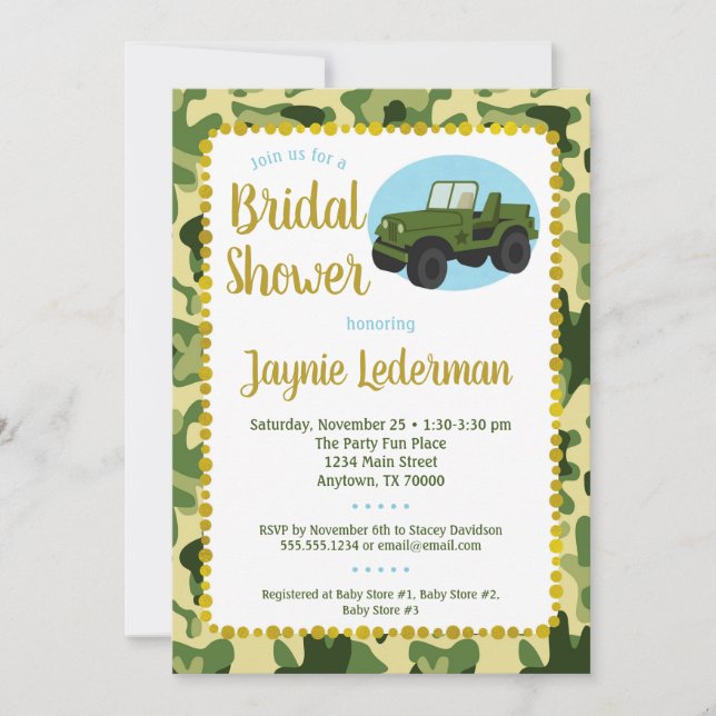 Army Camo Bridal Shower Invitation (Front)