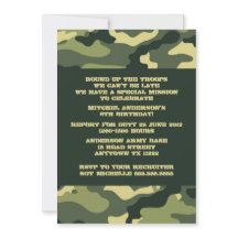 Army Camo Camouflage Birthday Party invitation