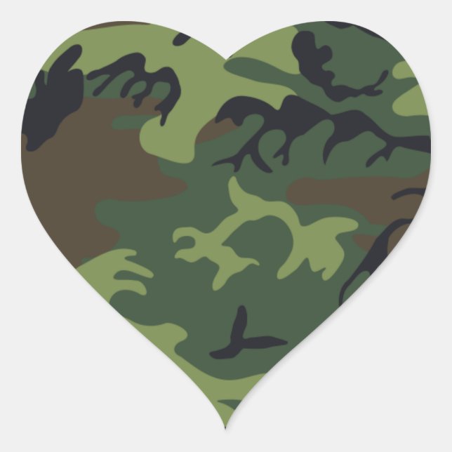 Army Camo Heart Sticker (Front)