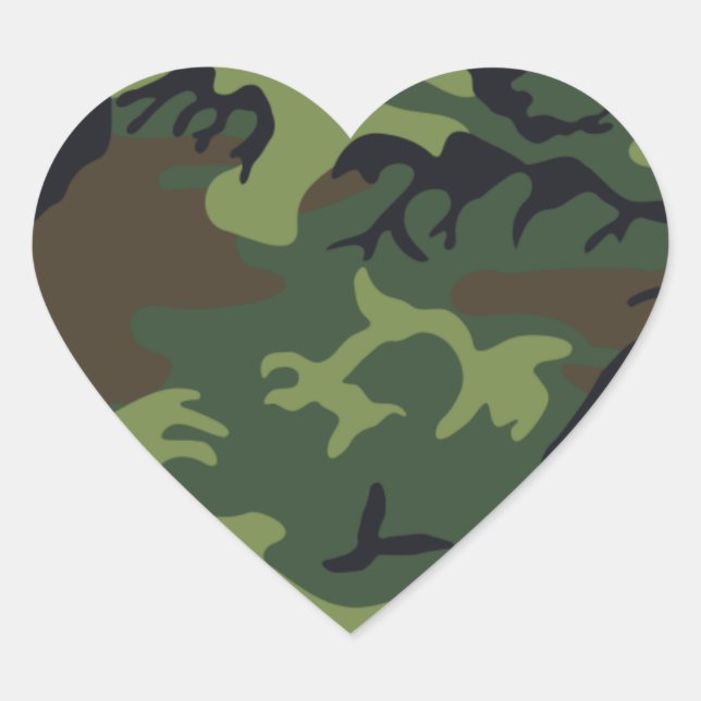Army Camo Heart Sticker (Front)