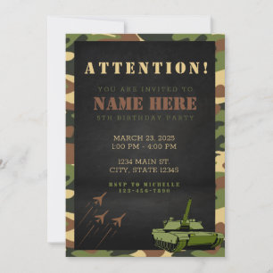 Army Camouflage Birthday Invitation   Military 