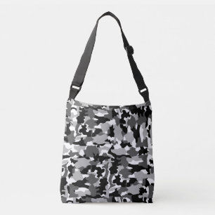 Army camouflage black and white pattern crossbody bag