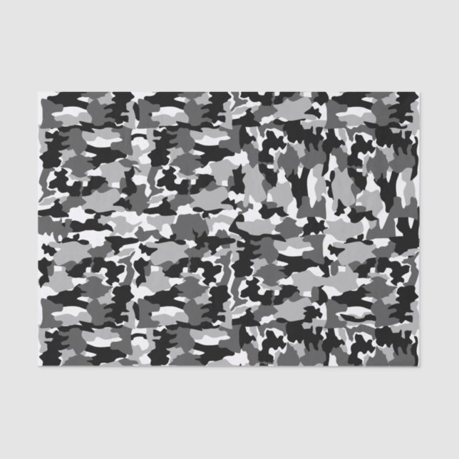 Army camouflage black and white pattern tissue paper (Front)