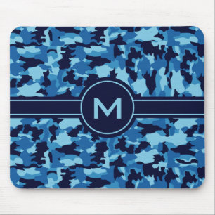 Army camouflage Blue pattern Mouse Mat