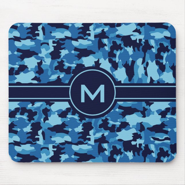 Army camouflage Blue pattern Mouse Mat (Front)