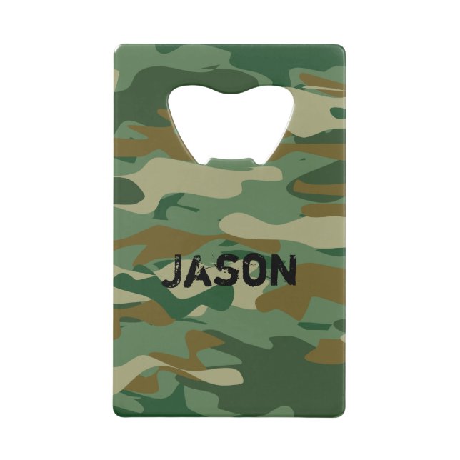 Army camouflage colour credit card bottle opener (Front)