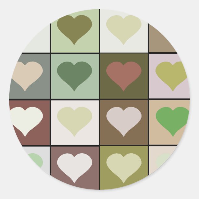 Army camouflage colour Heart pattern Classic Round Sticker (Front)