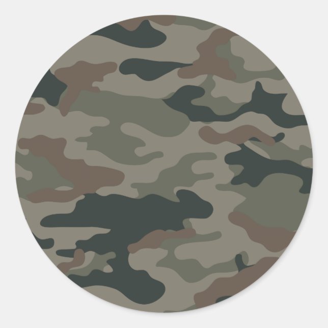 Army Camouflage in Green and Brown Military Classic Round Sticker (Front)