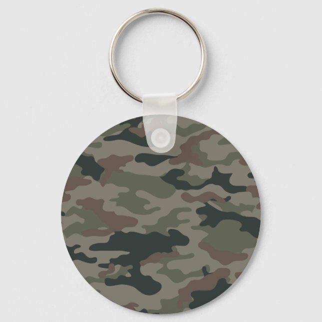 Army Camouflage in Green and Brown Military Key Ring (Front)