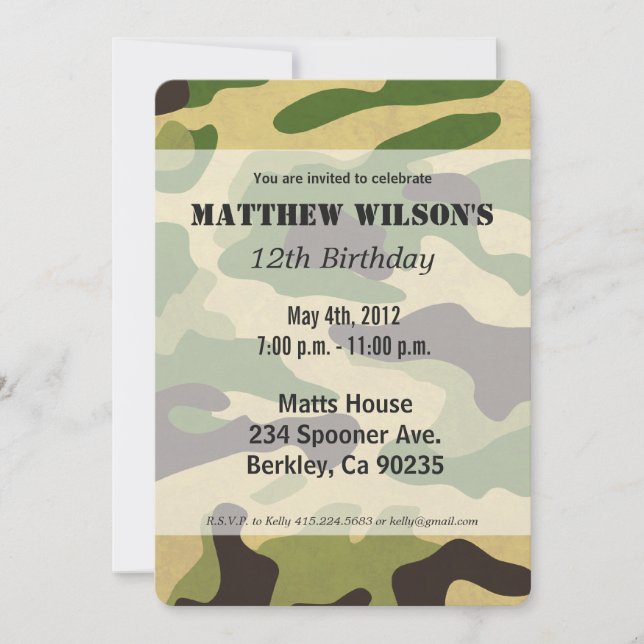 Army Camouflage Invitation (Front)