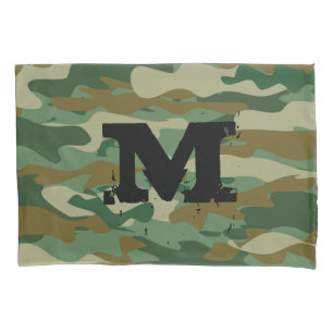 Army camouflage pattern monogrammed pillowcase