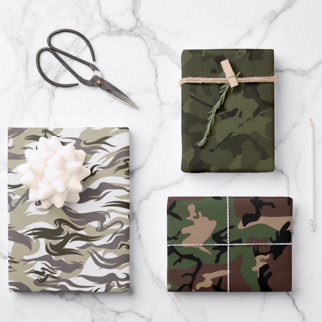 Army Camouflage Pattern Wrapping Paper Sheet (Front)