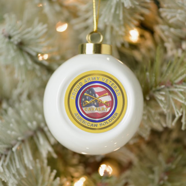 Army Cavalry Veteran Christmas Ceramic Ball Christmas Ornament (Tree)