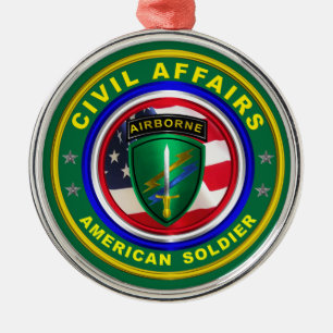 Army Civil Affairs Veteran Christmas Metal Tree Decoration