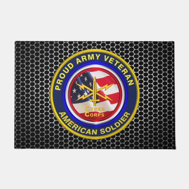 Army Cyber Corps Veteran  Doormat (Front)