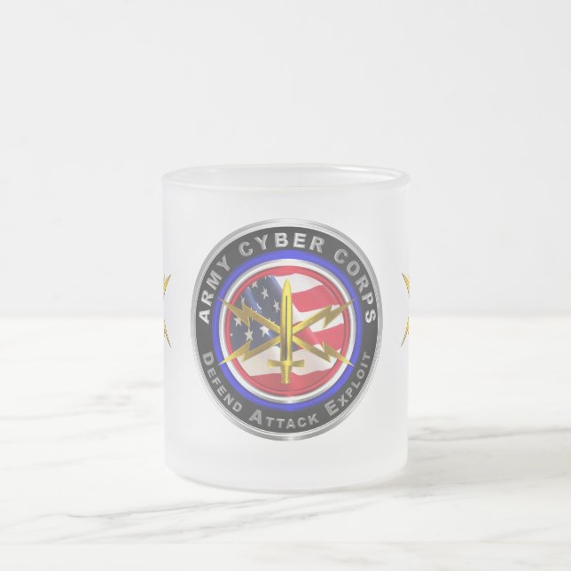 Army Cyber Corps Veteran   Frosted Glass Coffee Mug (Center)