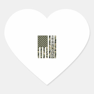 Army Dad Camo American Flag Vintage Shirt Design_1 Heart Sticker