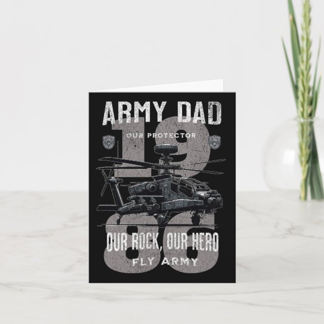 Army Dad Father Military Fathers Day Apache Helico Card (Front)
