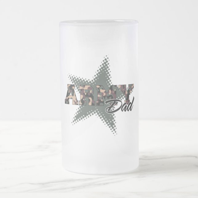 Army Dad Frosted Glass Beer Mug (Center)