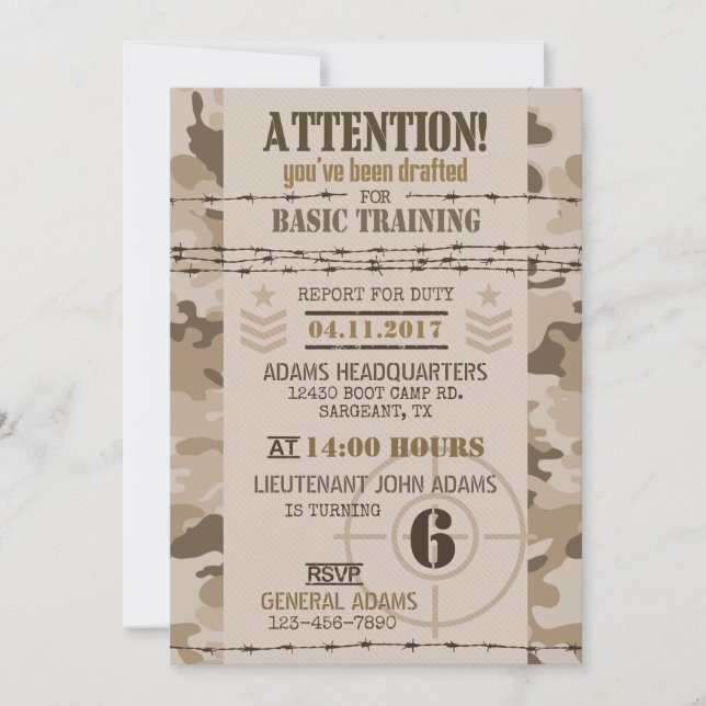 Army Desert Camouflage Military Birthday Invitation (Front)