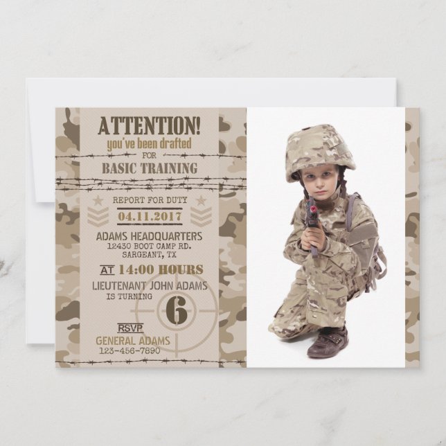 Army Desert Camouflage Military Birthday Invitation (Front)