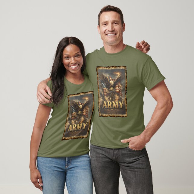 Army Emblem with Flag and Eagle T-Shirt (Unisex)