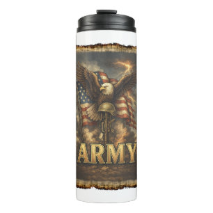 Army Emblem with Flag and Eagle Thermal Tumbler