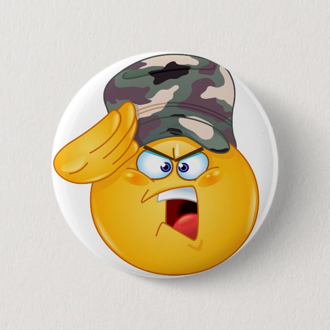 army emoji 6 cm round badge (Front)