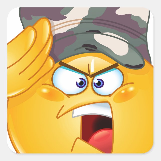 army emoji square sticker (Front)