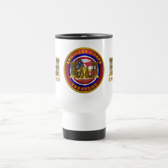 Army Engineer Soldier and Veteran   Travel Mug (Center)