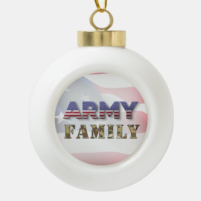 Army Family Christmas  Ceramic Ball Christmas Ornament (Front)