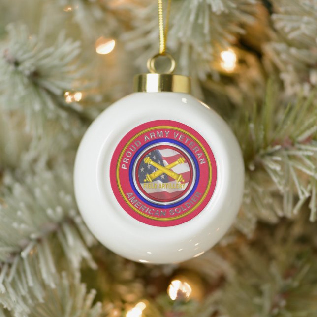 Army Field Artillery Veteran Christmas Ceramic Ball Christmas Ornament (Tree)