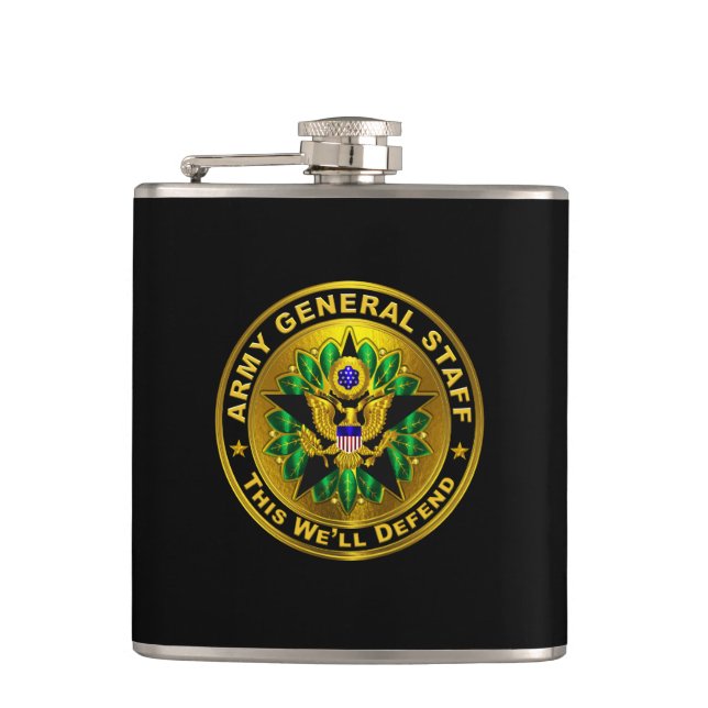 Army General Staff Badge  Hip Flask (Front)