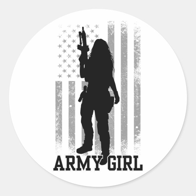 Army Girl Classic Round Sticker (Front)