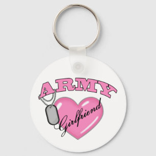 Army Girlfriend Pink Heart N Dog Tag Key Ring