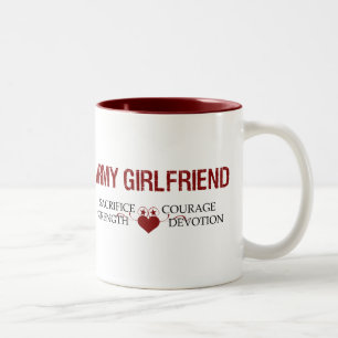 Army Girlfriend Sacrifice, Strength, Courage Two-Tone Coffee Mug