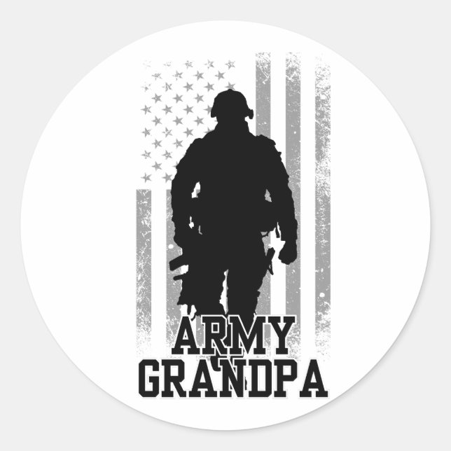 Army Grandpa Classic Round Sticker (Front)