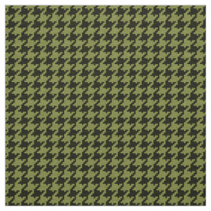 Army Green and Black Houndstooth Geometric Pattern Fabric