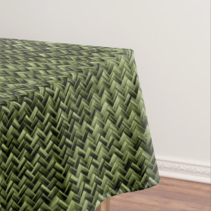 Army Green Basket Weave Geometric Pattern Tablecloth