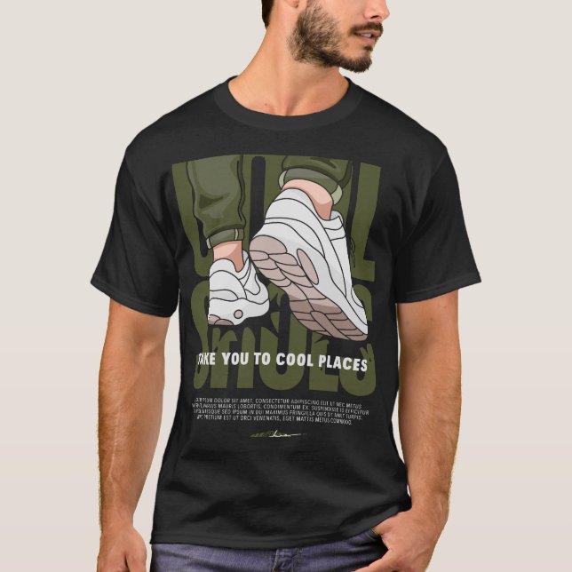 Army Green & Black Streetwear Graphic Tee (Front)